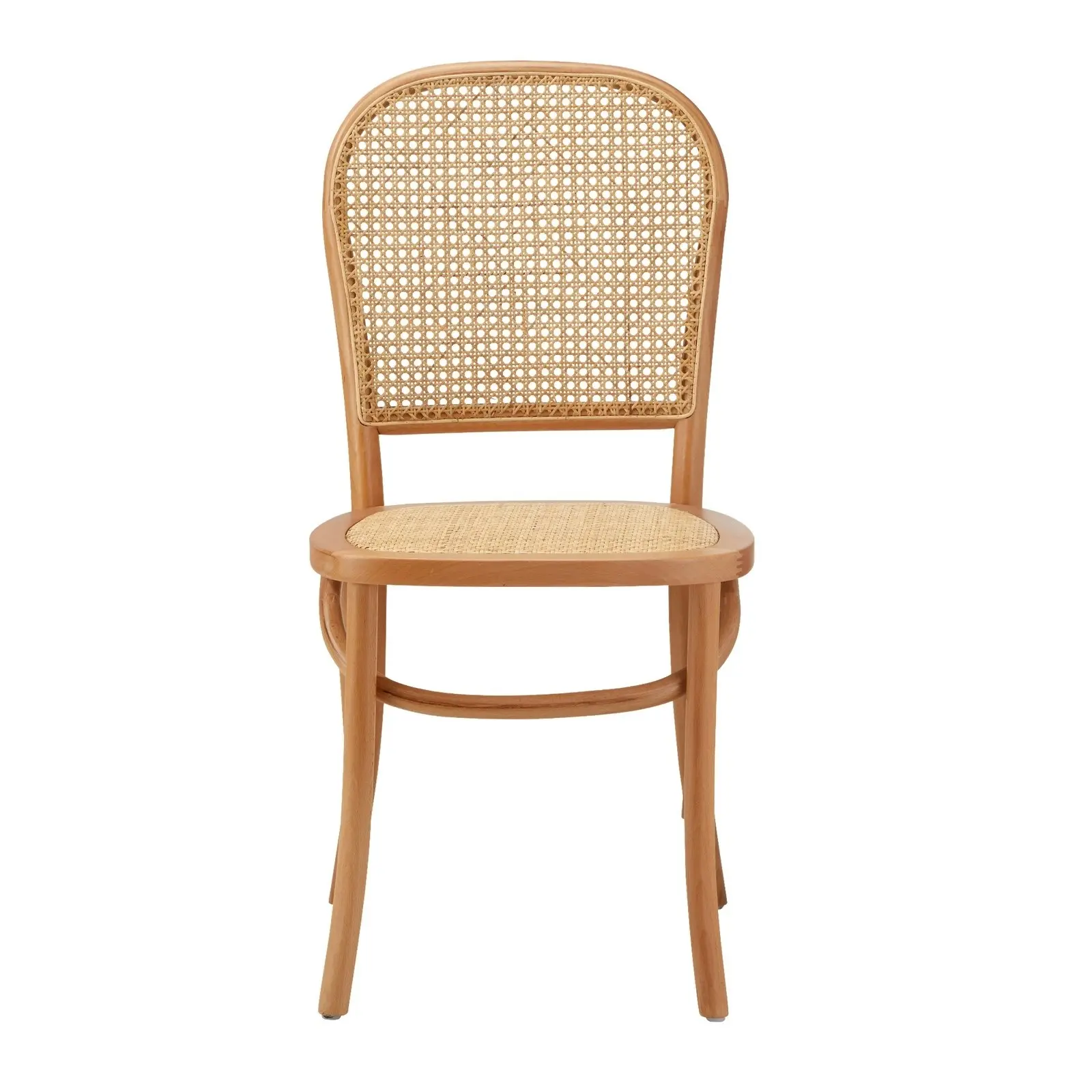 Oikiture 2PCS Dining Chairs Wooden Chairs Rattan Accent Chair Beige