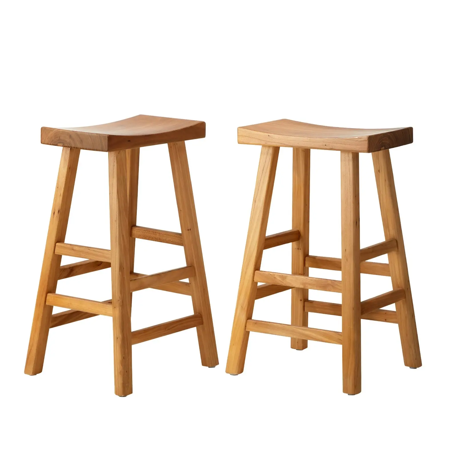 Oikiture 2x Bar Stools Kitchen Stool Wooden Counter Chairs Barstools Natural