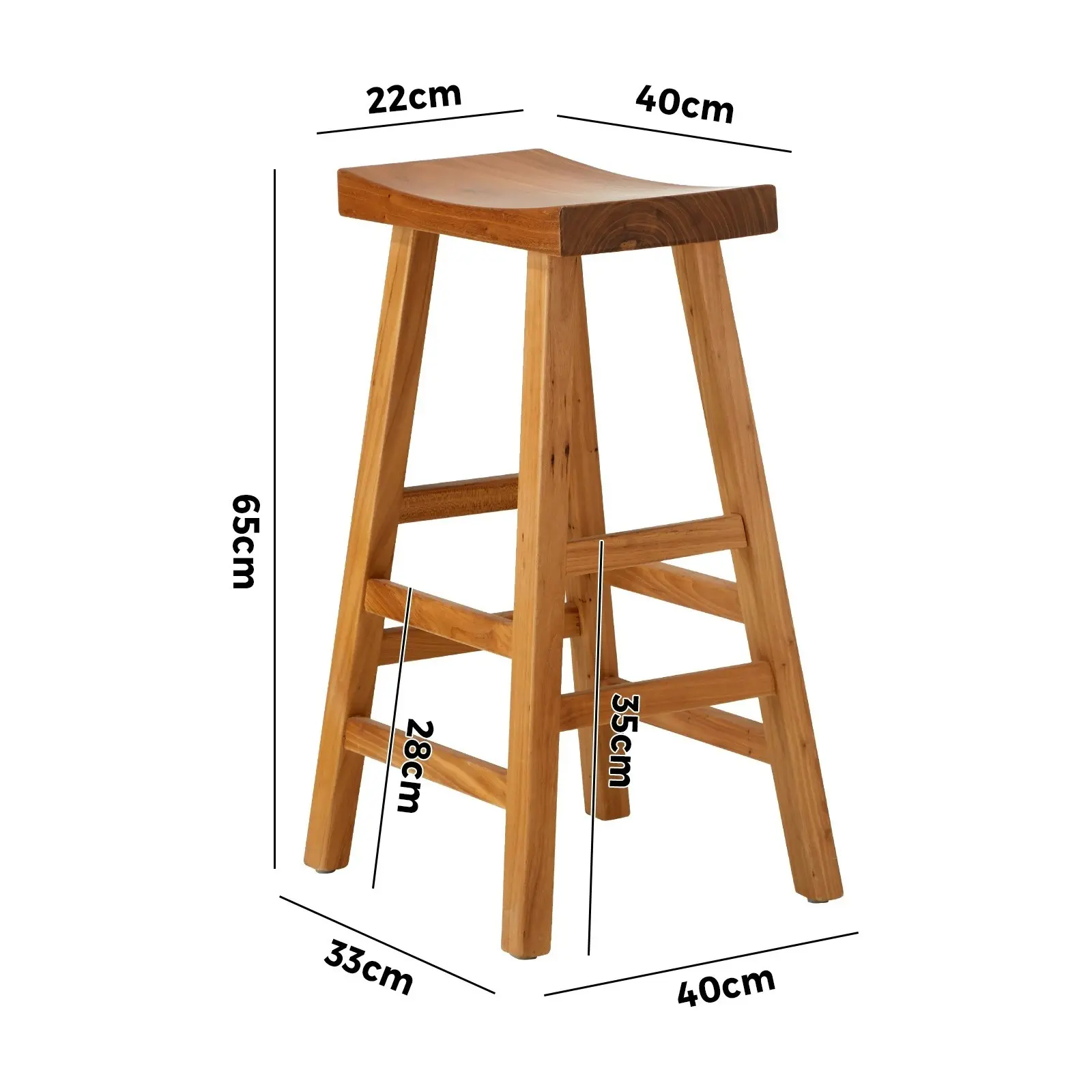 Oikiture Set of 4 Bar Stools Kitchen Stool Wooden Counter Chairs Natural