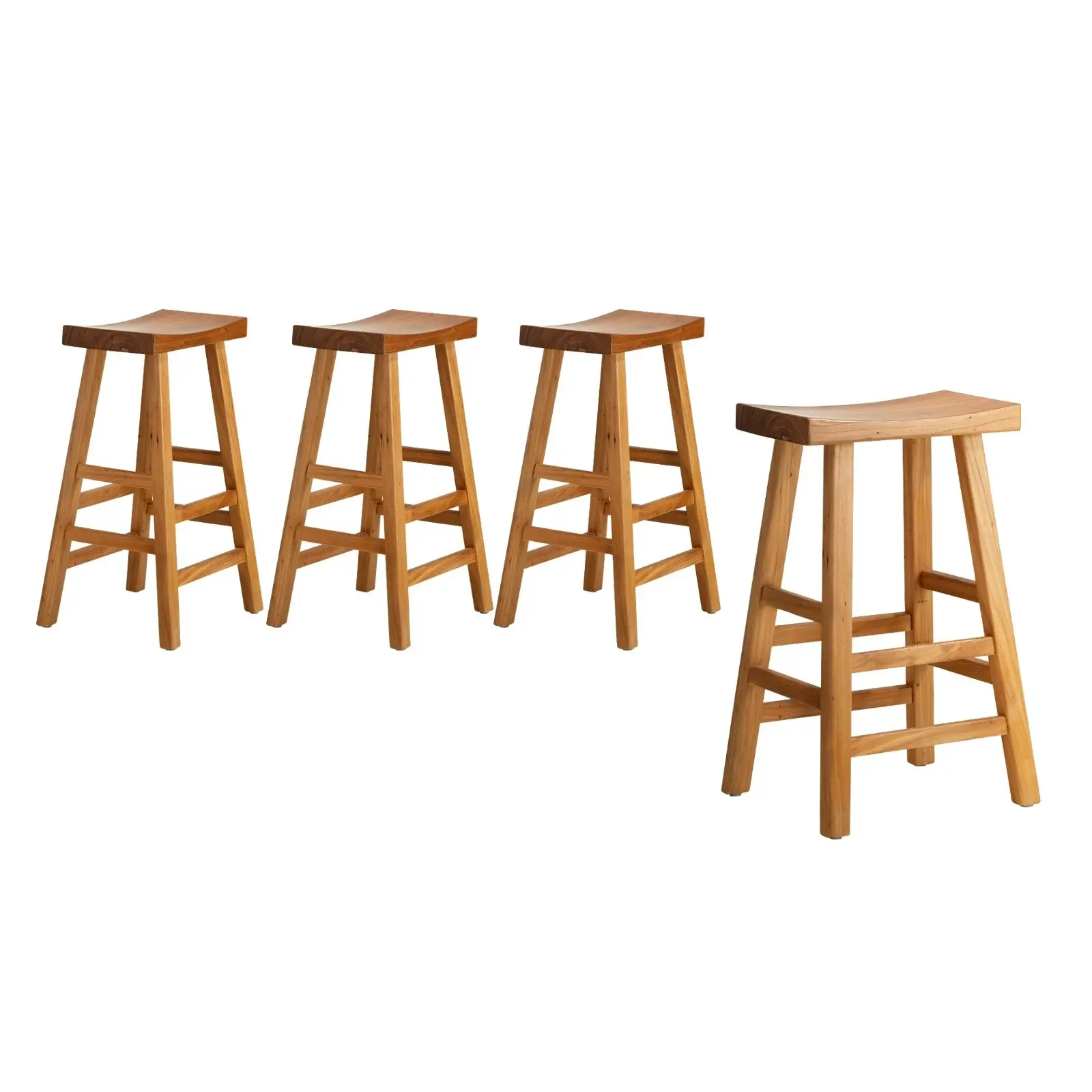 Oikiture Set of 4 Bar Stools Kitchen Stool Wooden Counter Chairs Natural