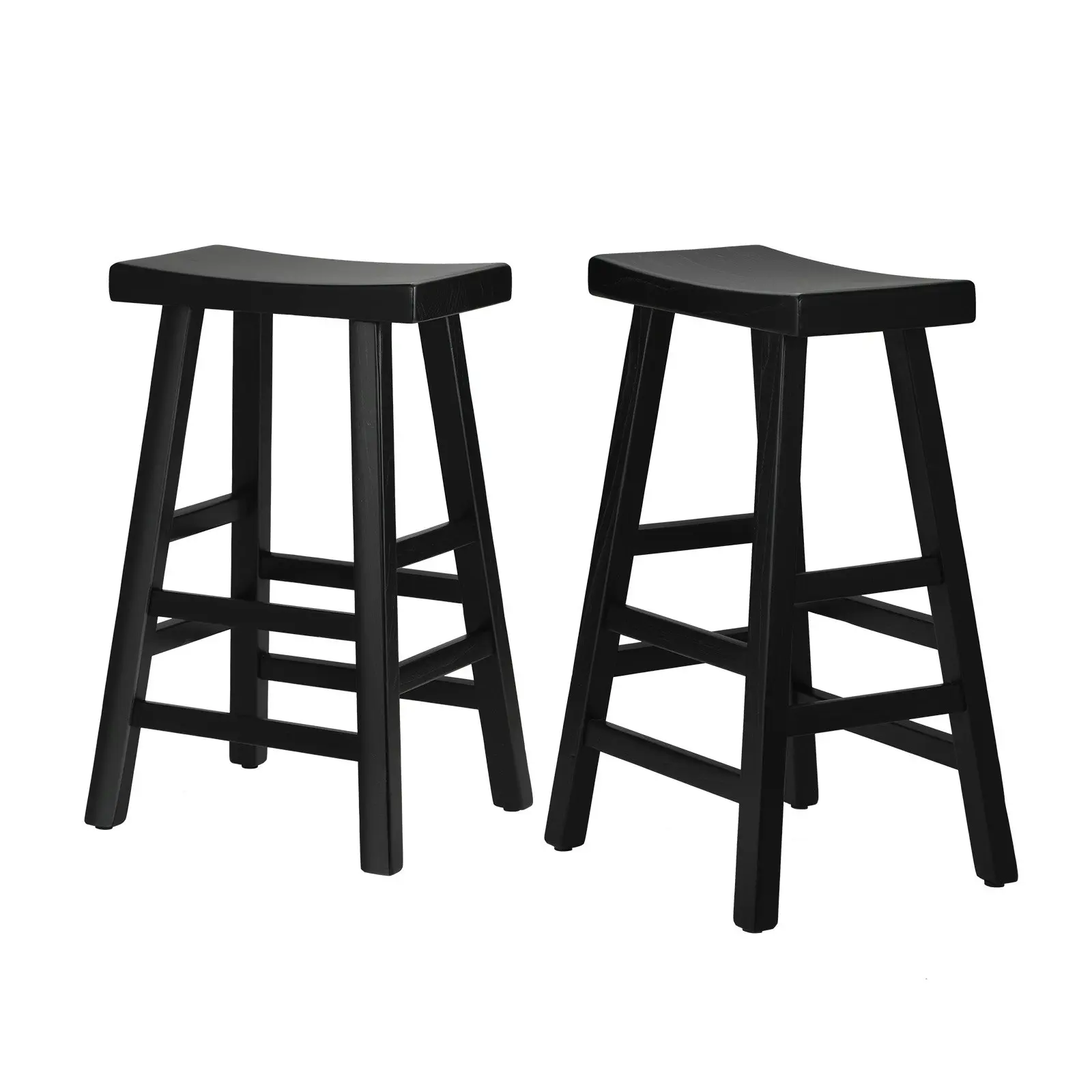 Oikiture 2X Bar Stools Kitchen Stool Wooden Counter Chairs Barstools Black