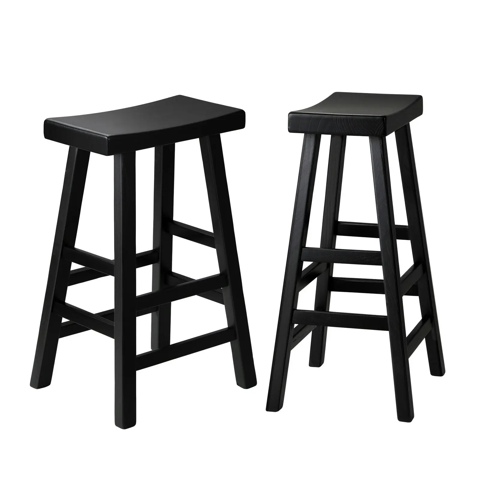 Oikiture 2X Bar Stools Kitchen Stool Wooden Counter Chairs Barstools Black