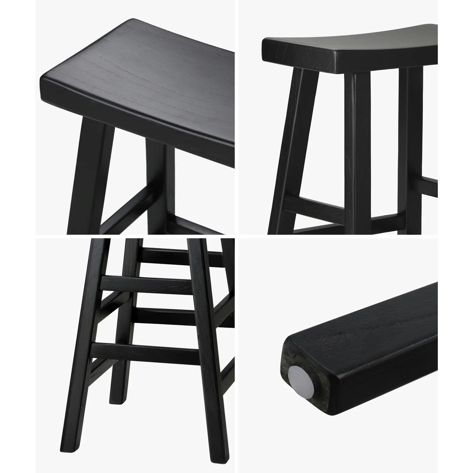 Oikiture Bar Stools Kitchen Stool Wooden Counter Chairs Barstools Black