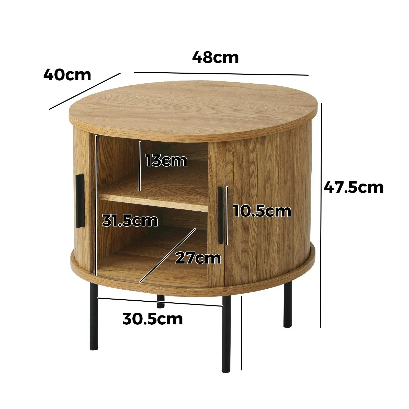 Oikiture Bedside Table Side End Tables 2-tier Storage Cabinet Natural