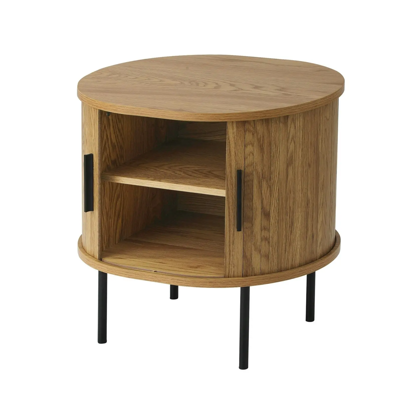 Oikiture Bedside Table Side End Tables 2-tier Storage Cabinet Natural