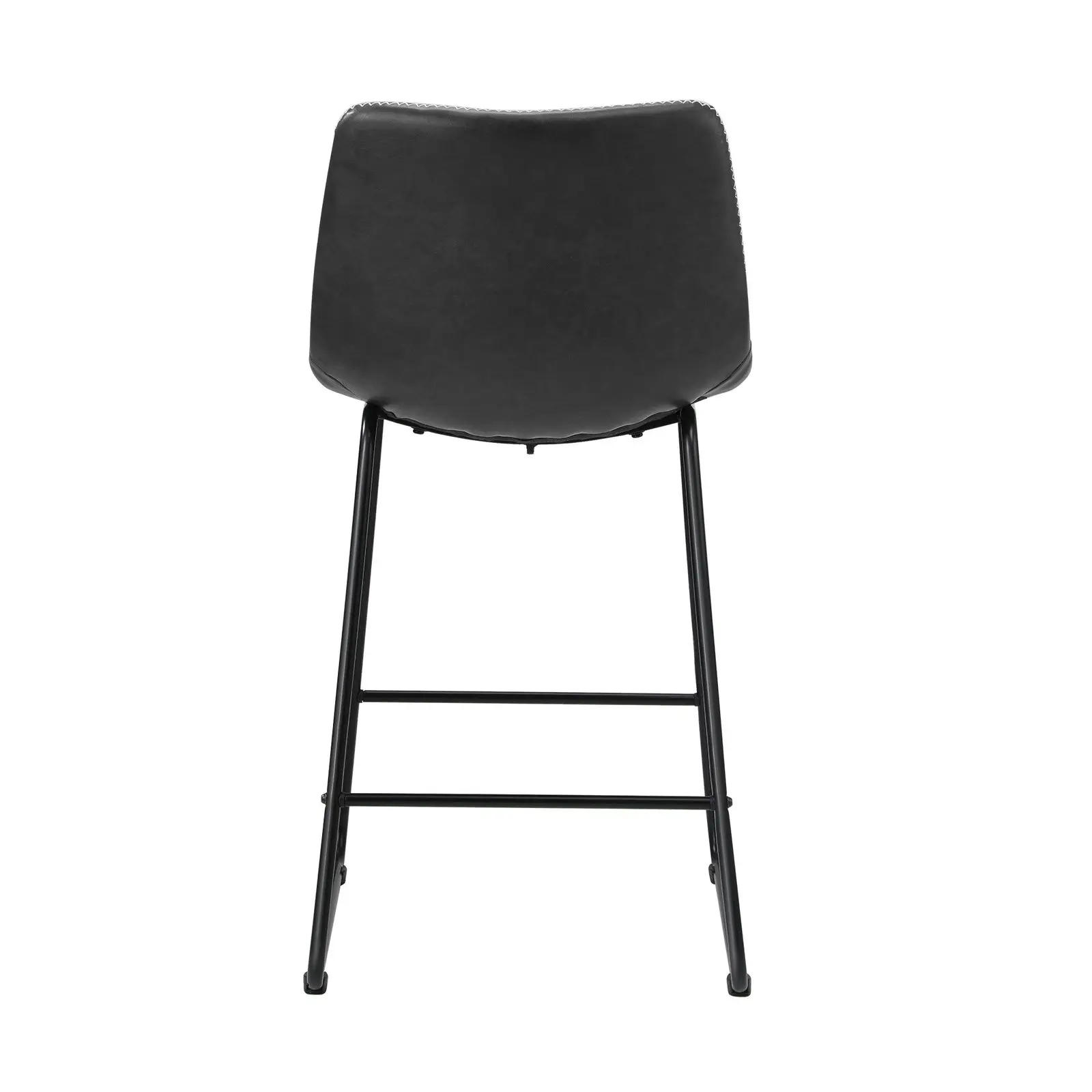 Oikiture 2x Bar Stools Kitchen Dining Chairs Leather Metal Grey