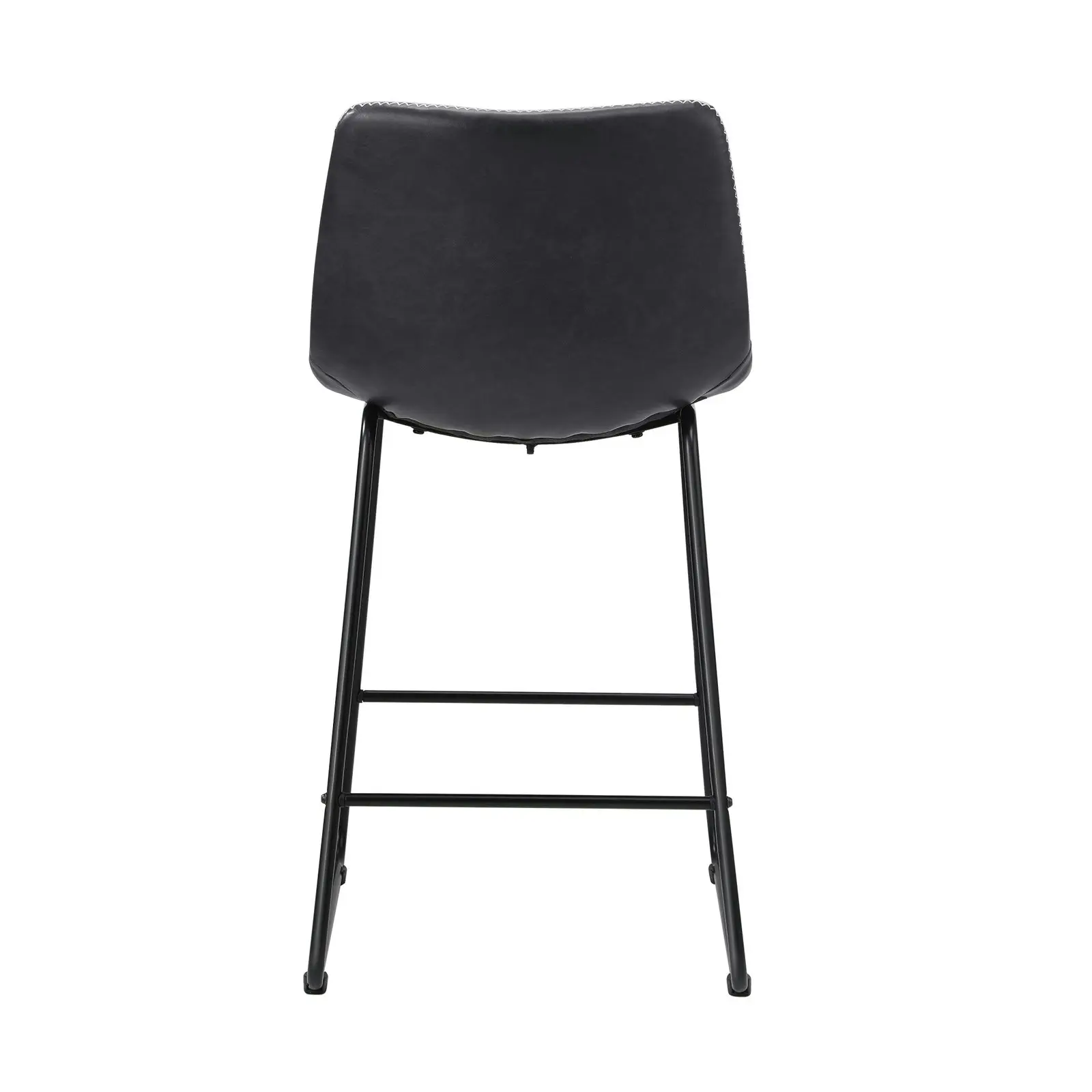 Oikiture 4x Bar Stools Kitchen Stool Dining Chairs Metal Leather Grey