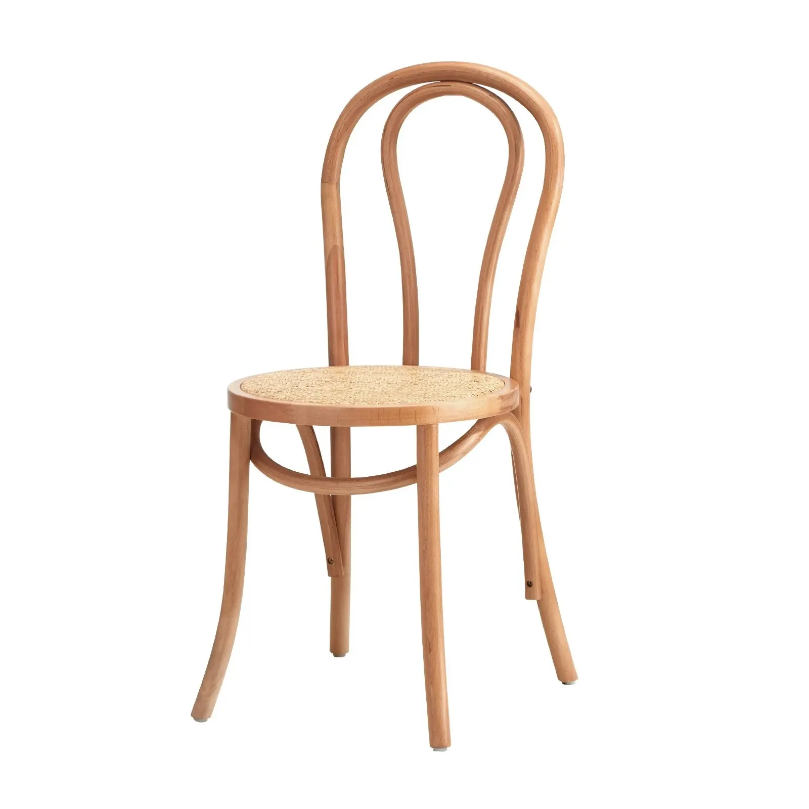 Oikiture 4PCS Dining Chair Solid Wooden Chairs Ratan Seat Natural