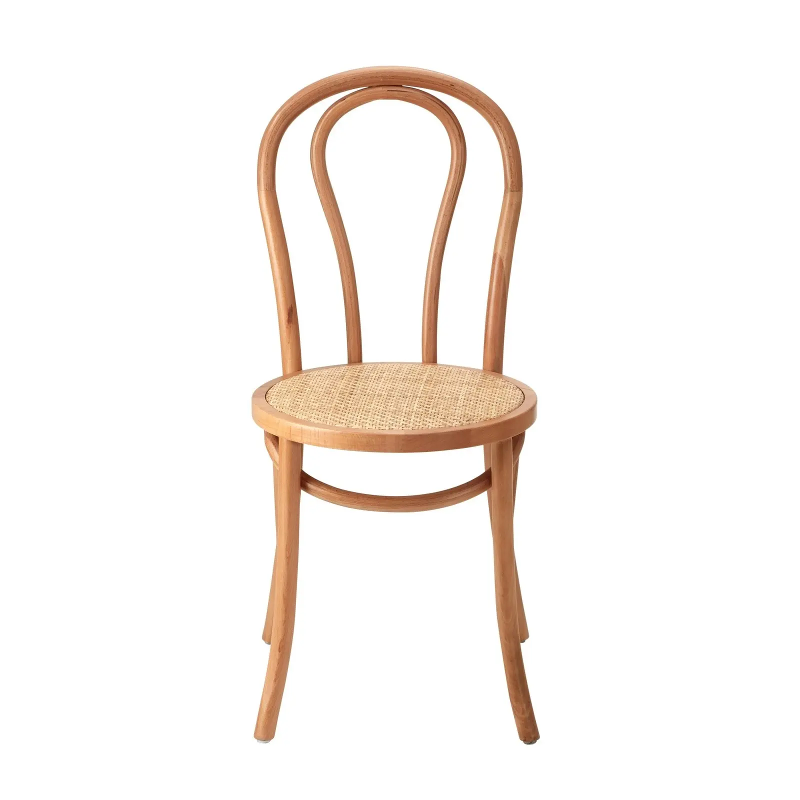 Oikiture 4PCS Dining Chair Solid Wooden Chairs Ratan Seat Natural