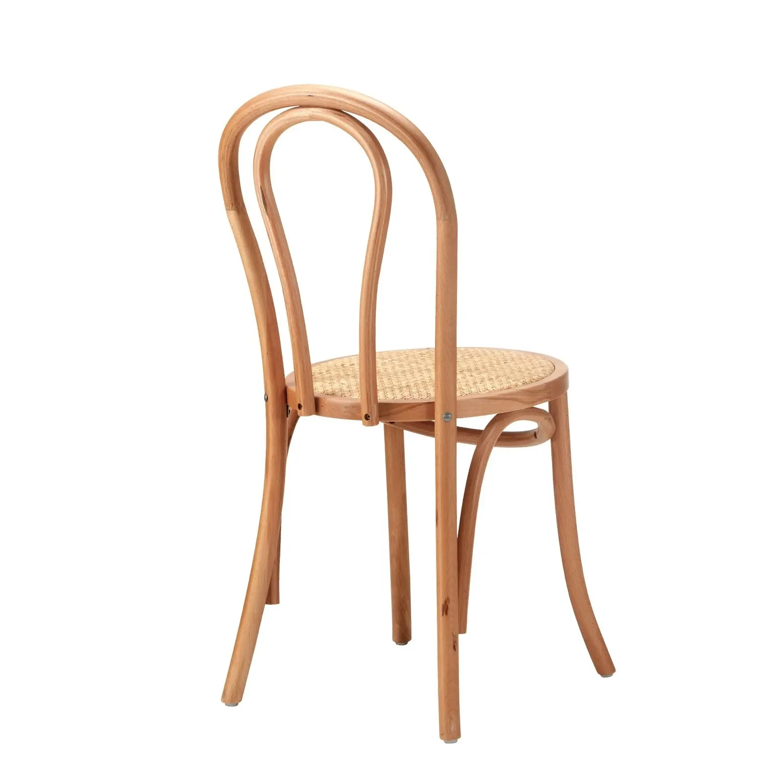 Oikiture 4PCS Dining Chair Solid Wooden Chairs Ratan Seat Natural