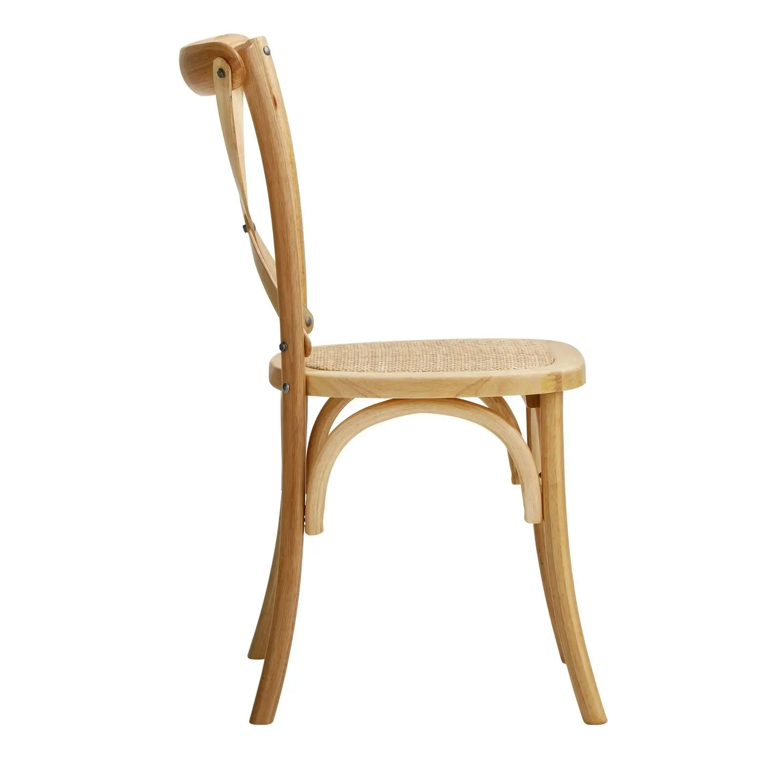 Oikiture 4x Crossback Dining Chair Solid Birch Timber Wood Ratan Seat Natural