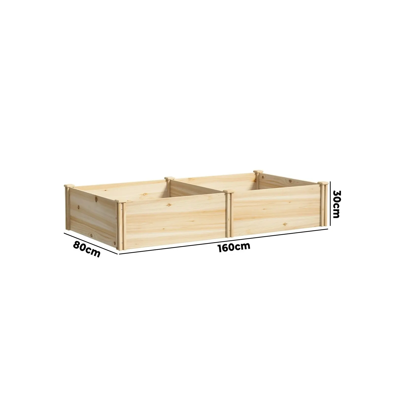 Livsip Garden Bed 160x80x30cm Raised Wooden Planter Box Container