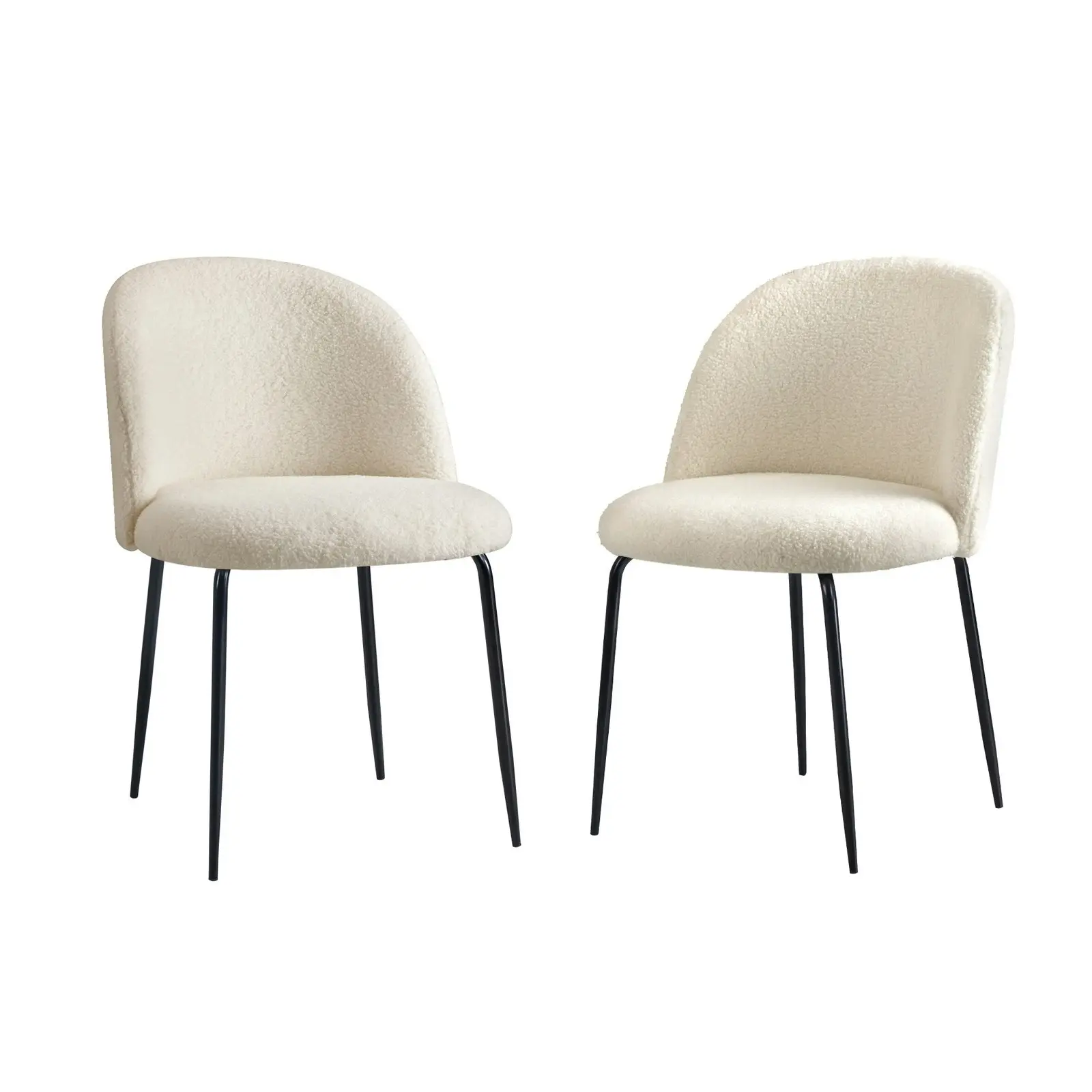 Oikiture Dining chairs Upholstered Sherpa White