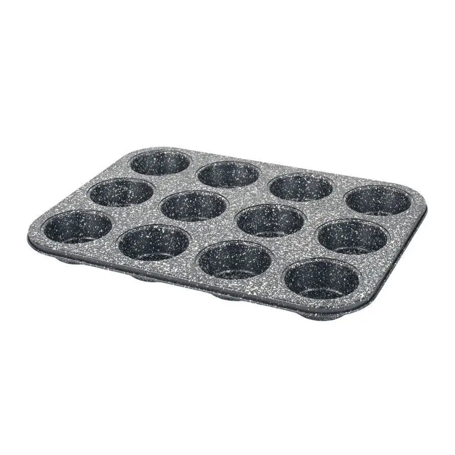 2x Salter Silver Megastone 12 Cup Muffin Food Cooking/Baking Pan Carbon Steel