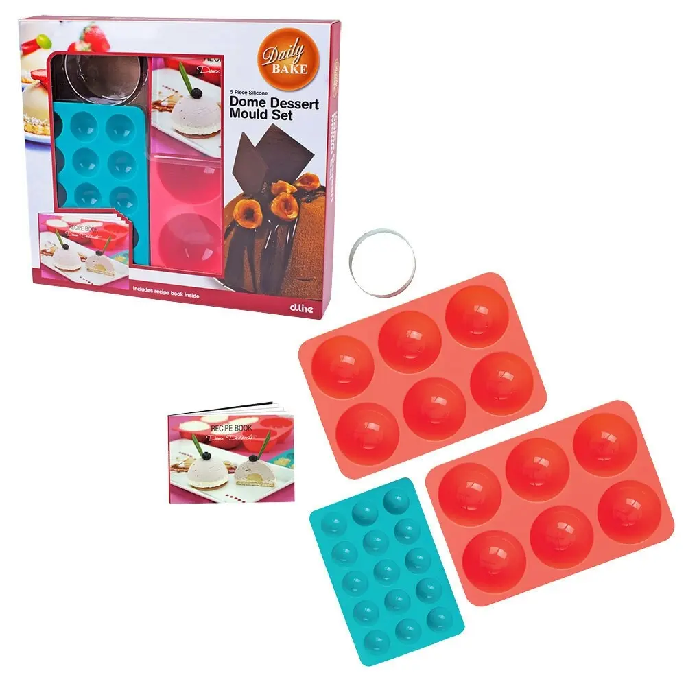 5pc Daily Bake Silicone Dome Dessert Mould/Tray Gift Set w/ Recipie Book