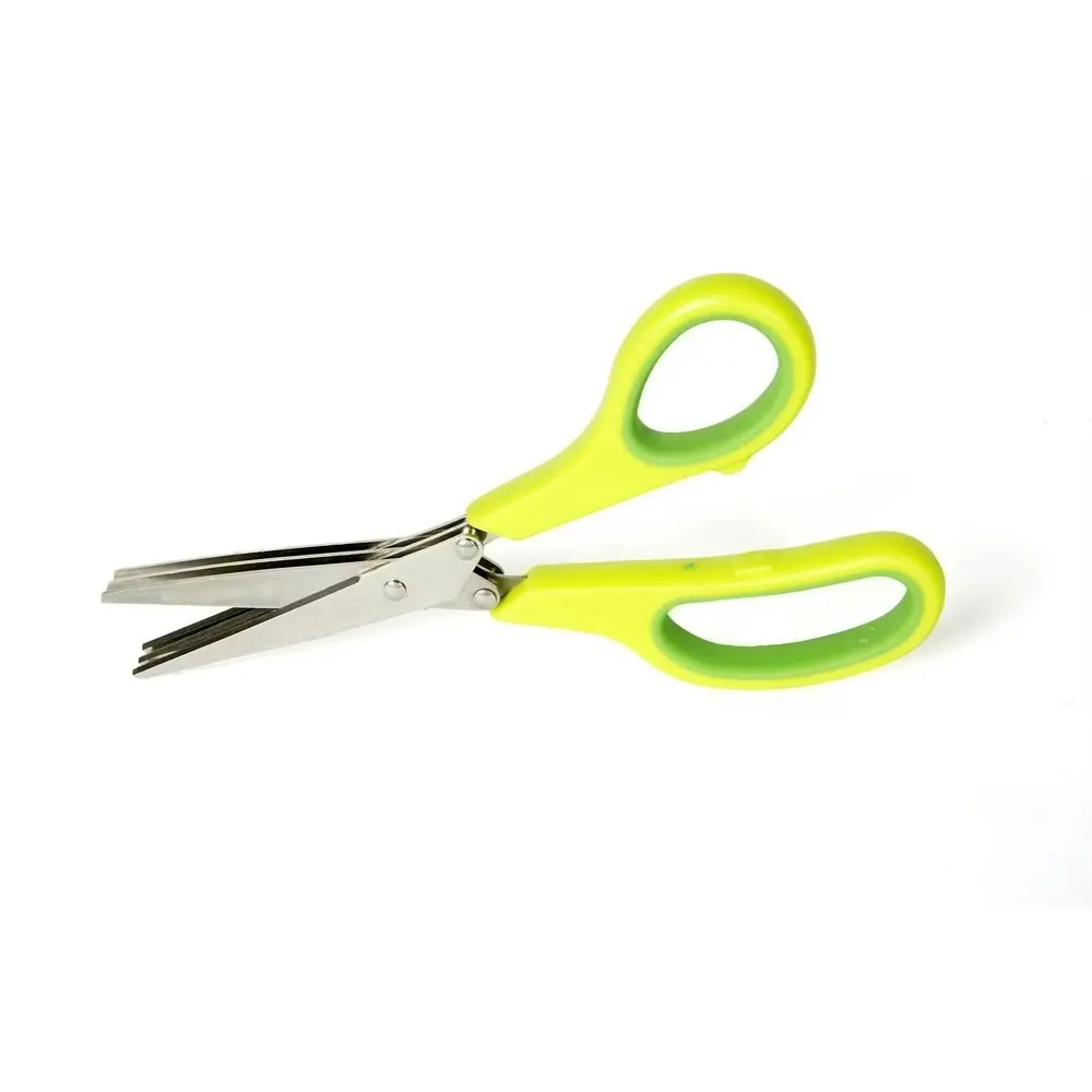 2x Cuisena 3-Blades Stainless Steel Herb Scissors Kitchen Cutting Shears Green