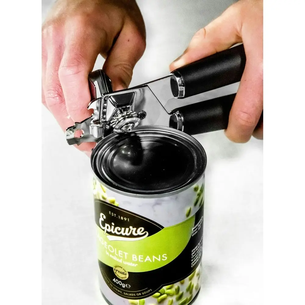 2x MasterCraft Soft Grip 14cm Manual Stainless Steel Can Opener Handheld Black