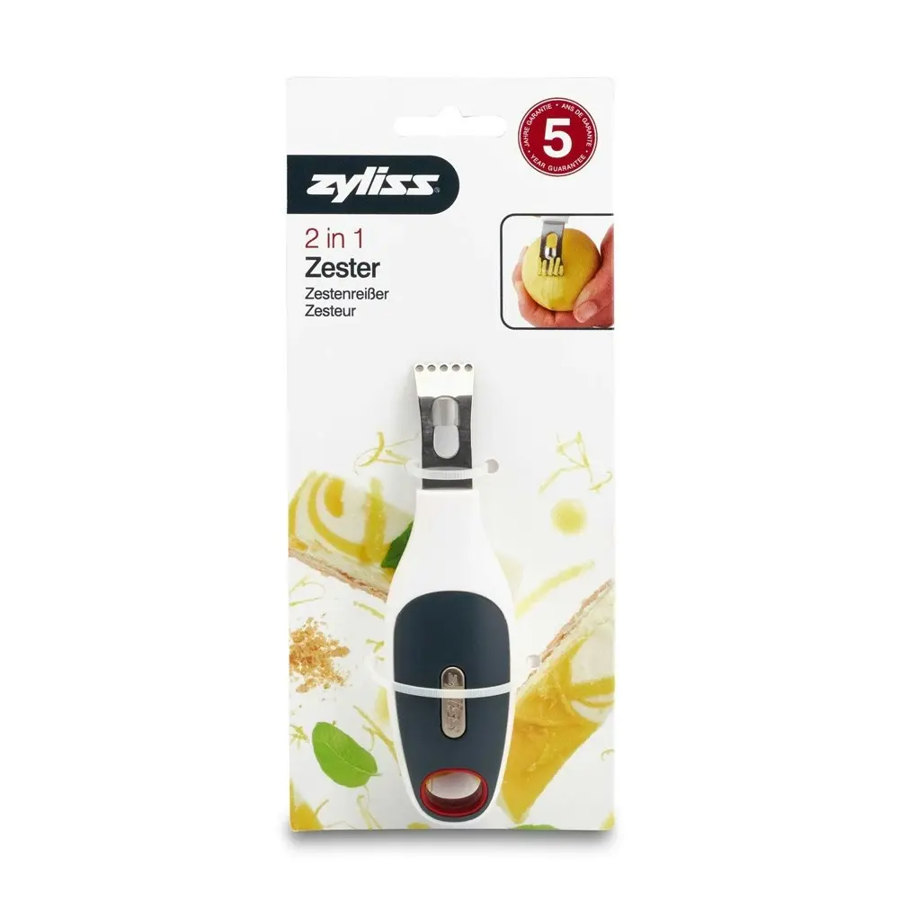 2x Zyliss 2-in-1 Zester Stainless Steel Kitchen Citrus/Lemon Lime Grater White