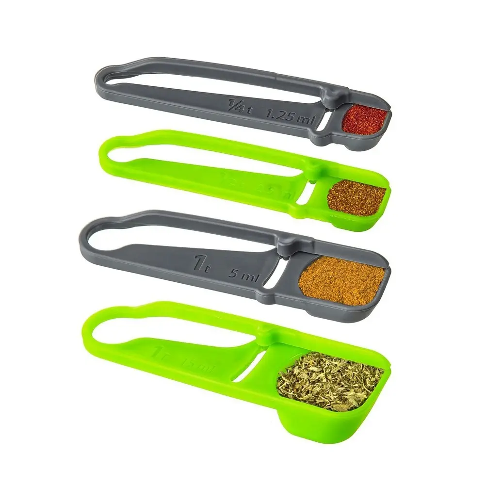 3x 4pc Progressive 12cm Measuring Spoons w/ Leveller Baking/Kitchen Green/Grey