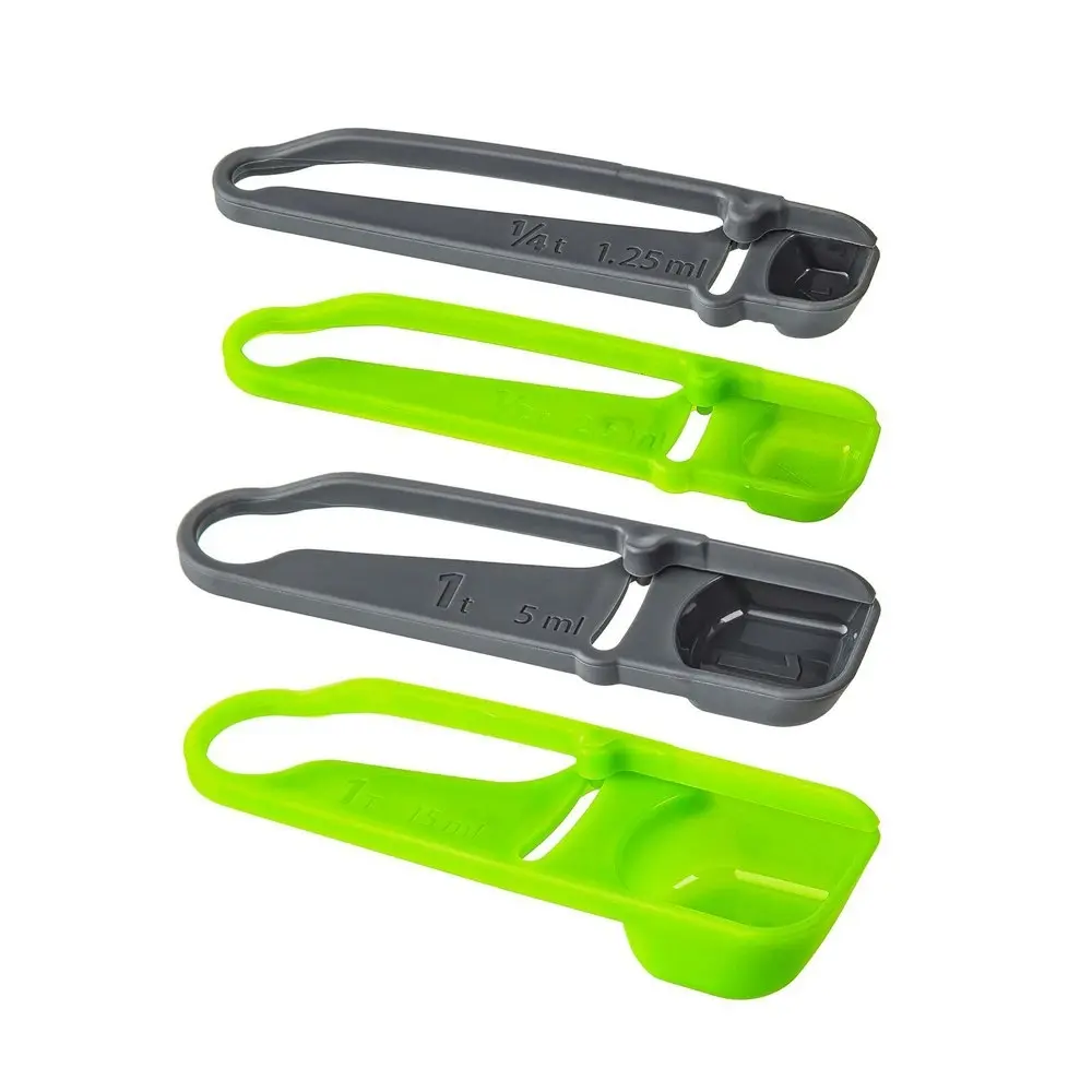 3x 4pc Progressive 12cm Measuring Spoons w/ Leveller Baking/Kitchen Green/Grey