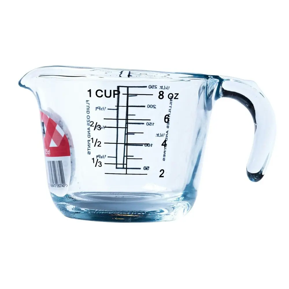 2x Cuisine Glass 0.25L Measuring Jug Kitchen Baking/Cooking Cup w/Handle CLR