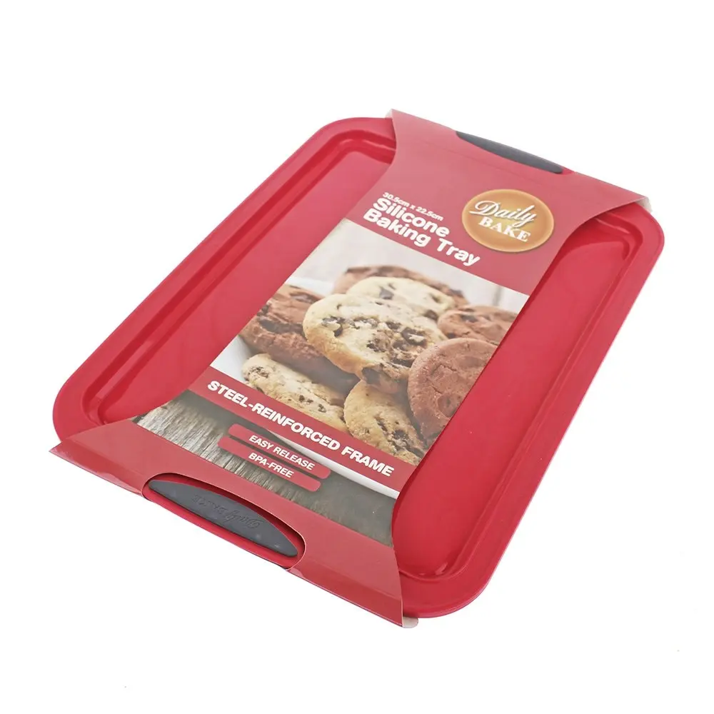 Daily Bake Non Stick Silicone Baking Tray 30.5 x 22.5cm Cookie Pan w/Steel Frame