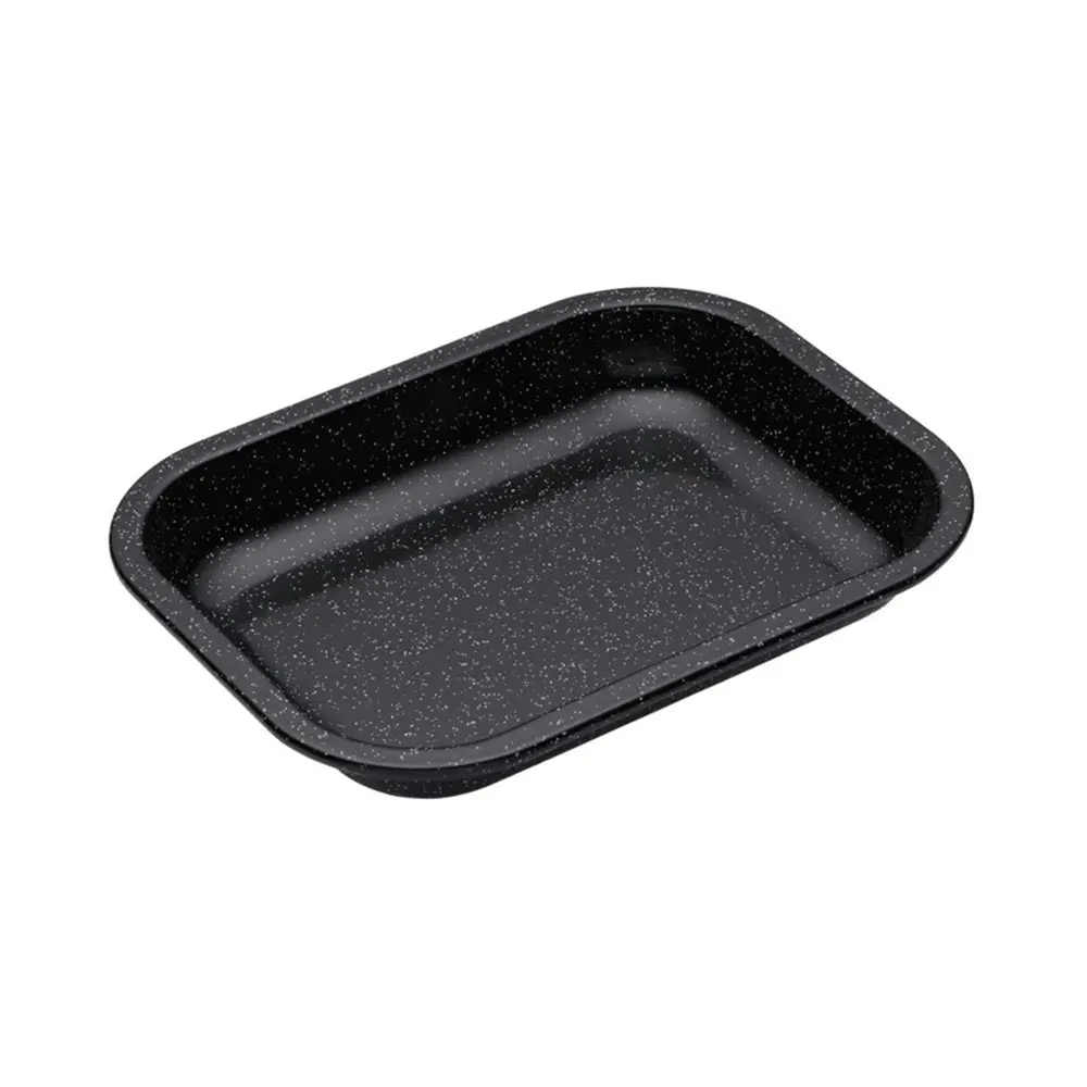 2x MasterCraft Pro Vitreous 27x21cm Enamel Roasting Pan Kitchen Baking Tray BLK