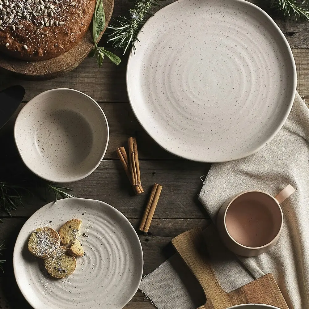 12pc Ecology Ottawa Stoneware Dinner/Side Plate/Bowl Rustic Tableware Set Calico