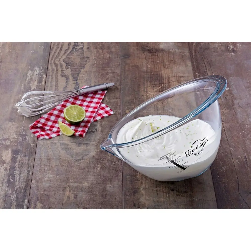 O Cuisine Expert 30cm/4.2L Glass Mixing Bowl w/ Beaker Round Cooking/Baking