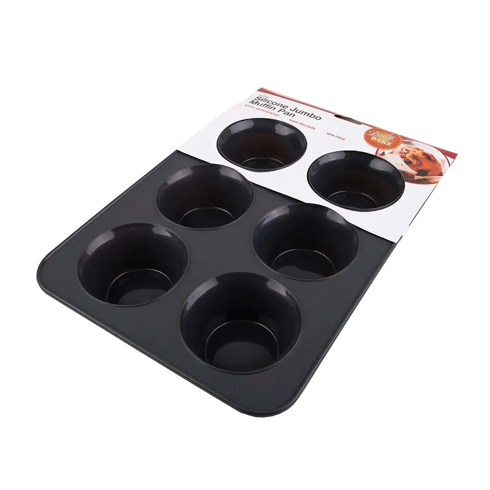 Daily Bake Non Stick Silicone 6 Cup Jumbo Muffin Pan Steel Frame Baking Mould CH