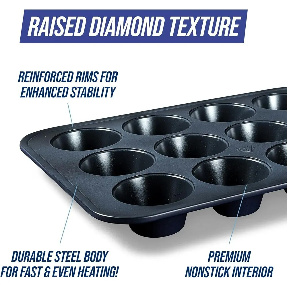 Blue Diamond 12 Cup Muffin Cupcake Tray Cooking Pan Home Kitchen Bakeware