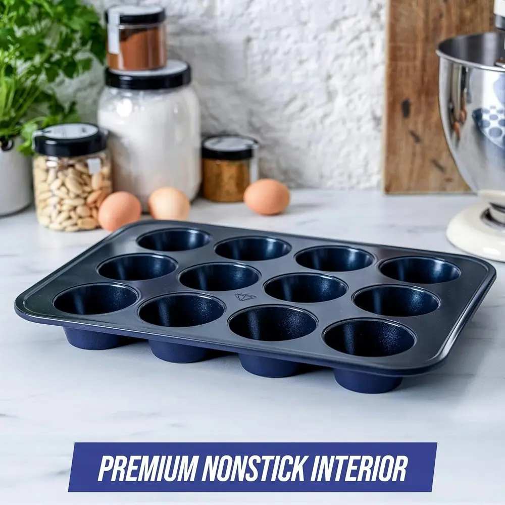 Blue Diamond 12 Cup Muffin Cupcake Tray Cooking Pan Home Kitchen Bakeware