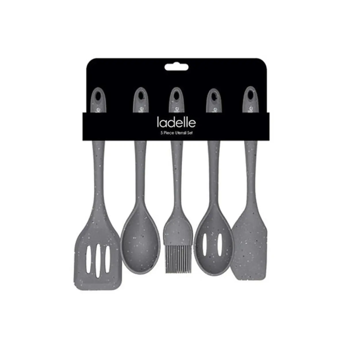 5pc Ladelle Craft Grey Speckled Silicone Kitchenware Cooking/Serving Utensil Set