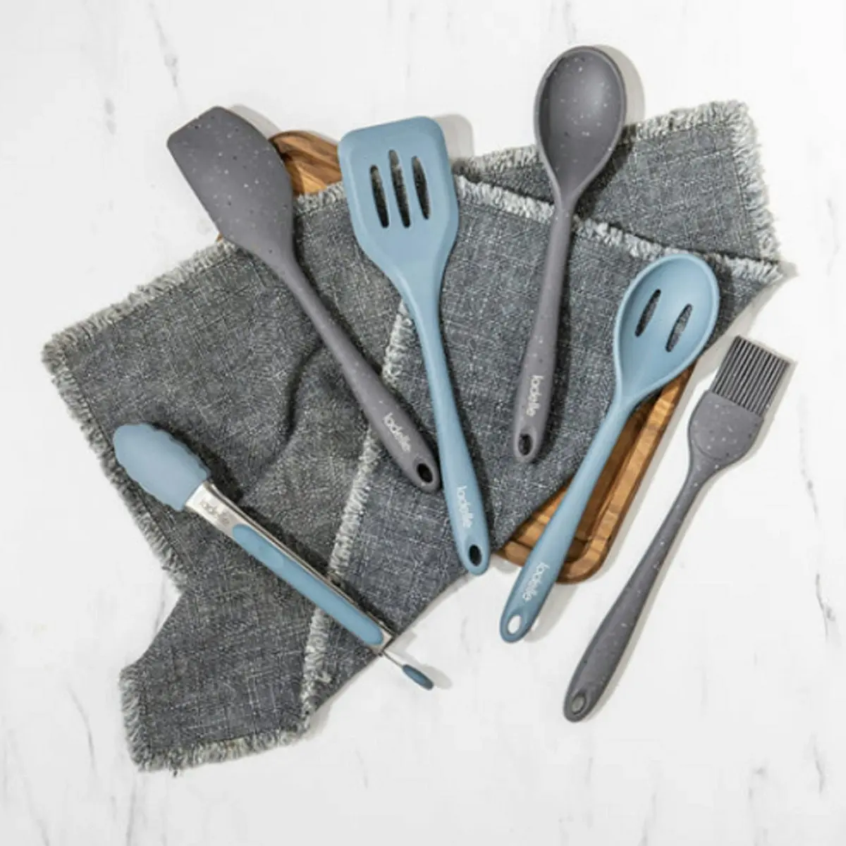 5pc Ladelle Craft Grey Speckled Silicone Kitchenware Cooking/Serving Utensil Set