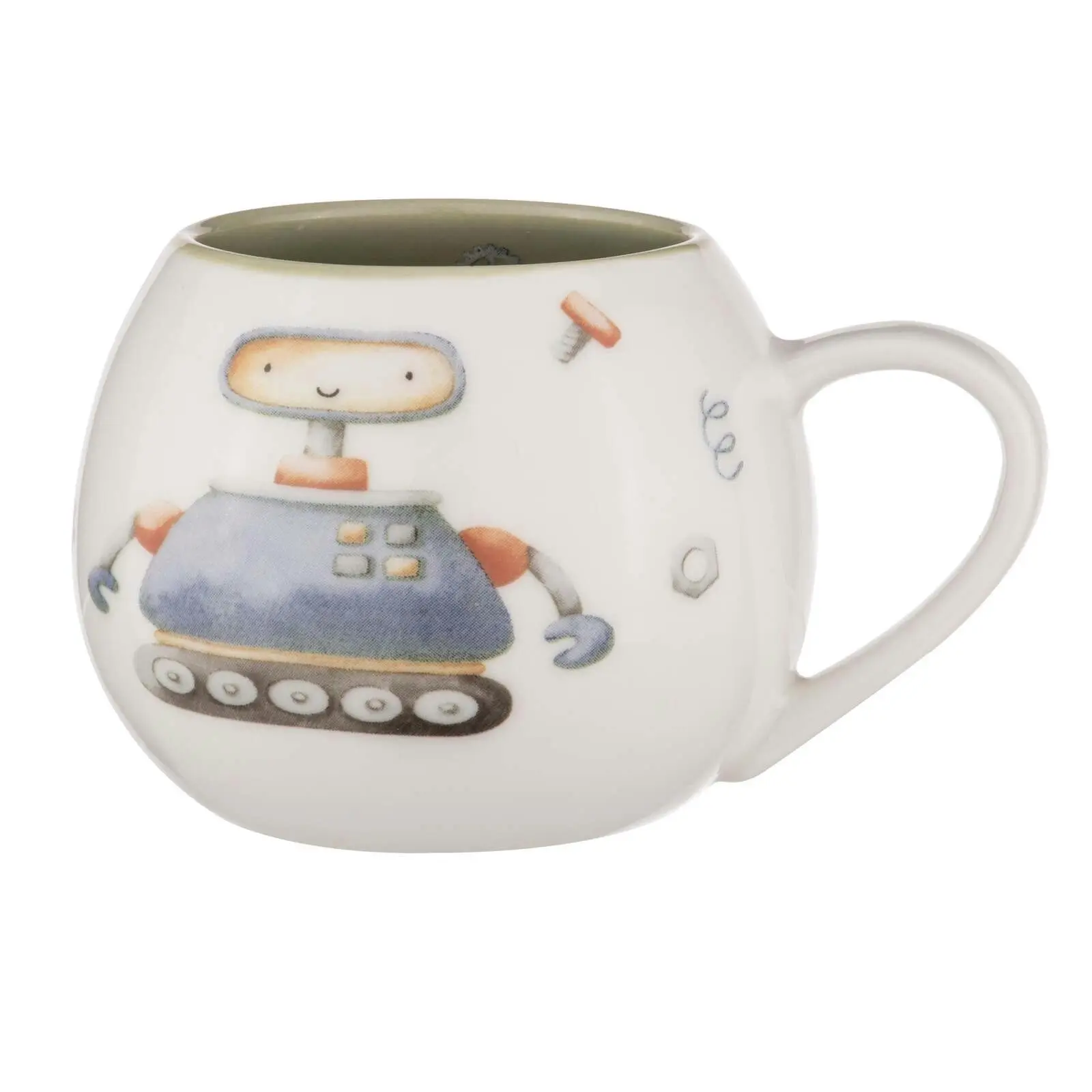 4pc Ashdene Robots Kids Ceramic 200ml Drinking Mug Egg Cup/Bowl & Plate Set