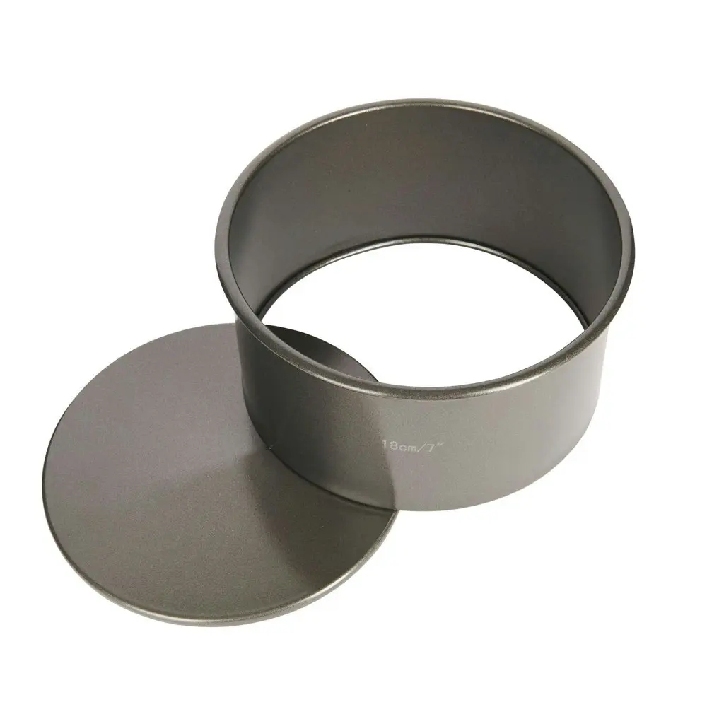 2x MasterCraft 18cm Heavy Loose Base Deep Cake Pan Baking Mould Charcoal Grey