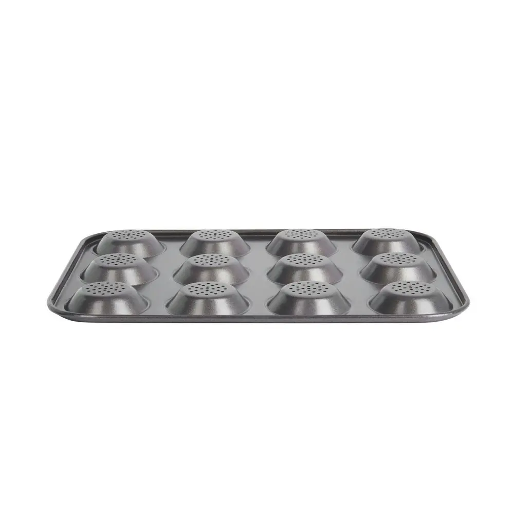 2x MasterCraft 32x24cm Crusty Bake Shallow 12-Cup Non-Stick Baking Pan Mould BLK