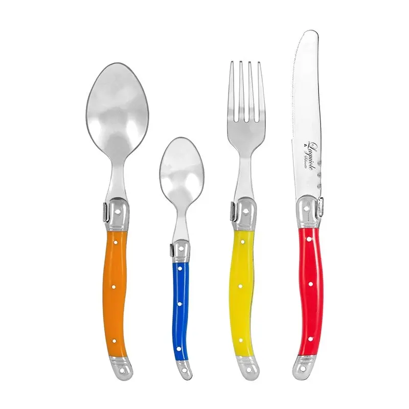 24pc Laguiole Silhouette Cutlery Table Spoon/Fork/Knife/Teaspoon Set Multicolour