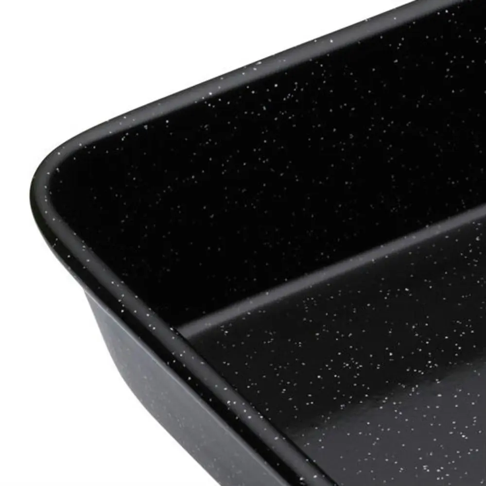 MasterCraft Pro Vitreous 23cm Enamel Square Baking Pan Kitchen Roasting Tray BLK