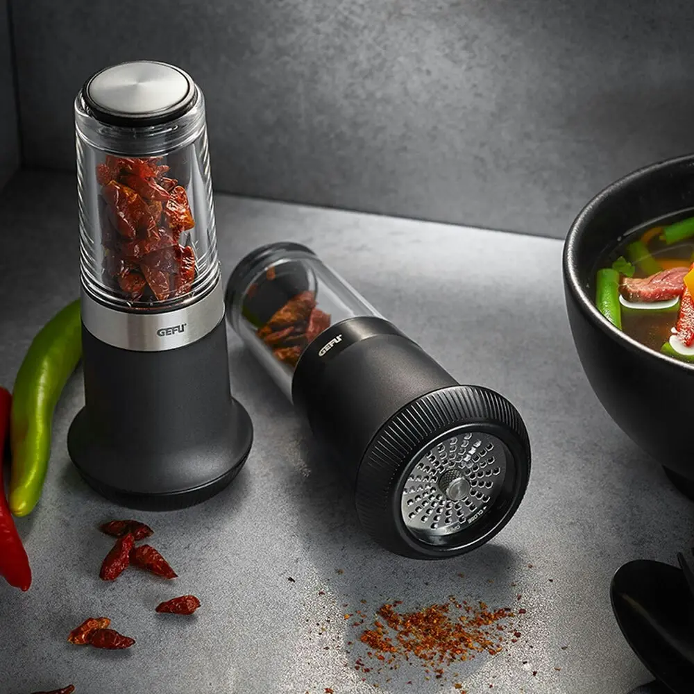 Gefu Z-Plosion Dry Chilli Cutter Stainless Steel/Plastic Grater Mill Black