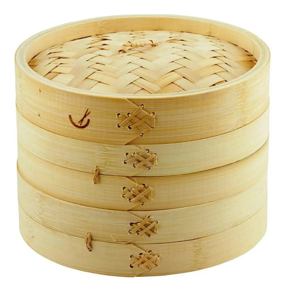 2PK Davis & Waddell 20cm 2 Tier Asian Bamboo Dumpling/Dim Sum/Food/Meat Steamer