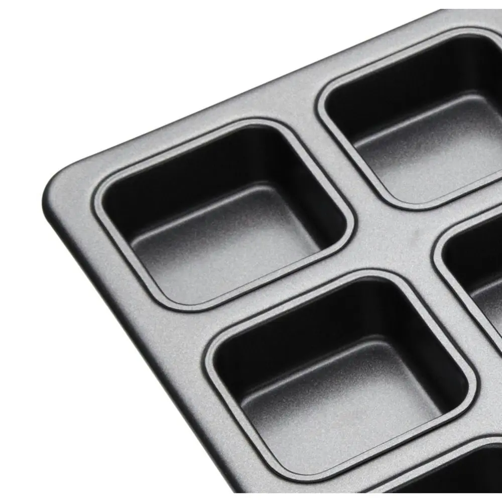 2x MasterCraft 34x26cm Heavy Base 12-Cup Non-Stick Square Brownie Pan Baking BLK