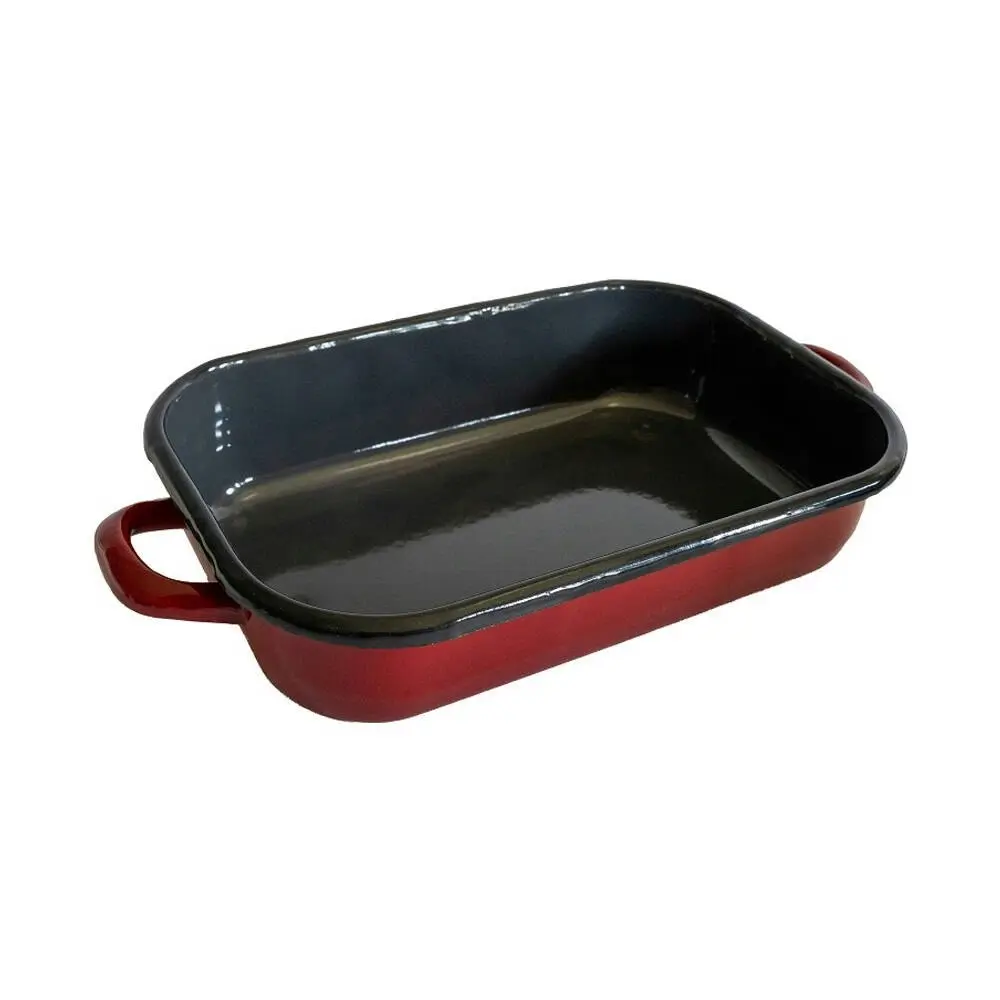 Urban Style Enamelware 3.4L Induction Oven Baking Dish Rectangle w/ Handles Red