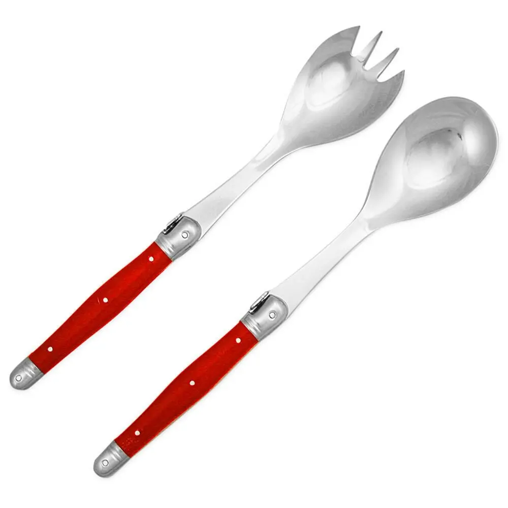 4pc Andre Verdier Laguiole Debutant Salad Serving/Server/Fork/Spoon Set Red