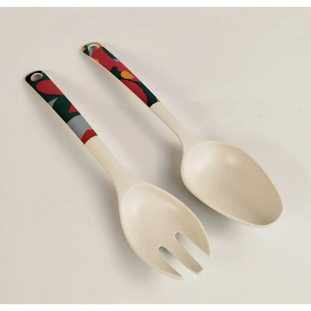 4x 2pc Urban Melody Bamboo Fibre Spoon/Fork Salad Servers Kitchen Utensil Set