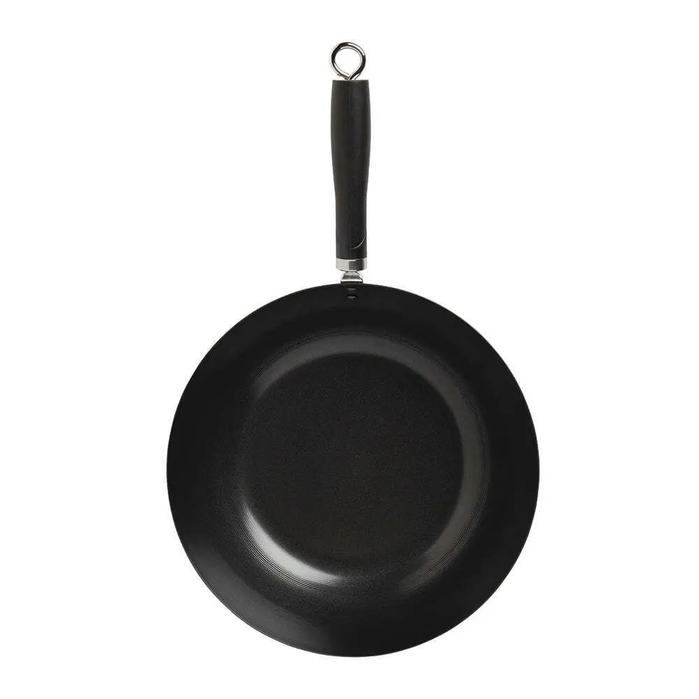 Wiltshire Soho Non Stick Carbon Steel Wok Kitchen Stovetop Pan Black 30cm