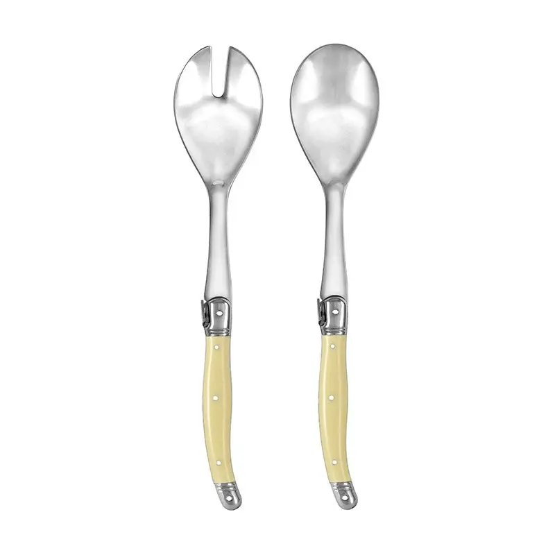 2pc Laguiole Silhouette Stainless Steel 28.5cm Salad Server Set Utensils Ivory