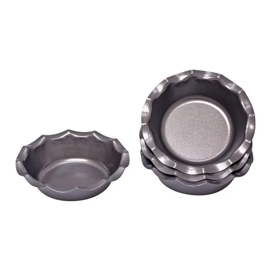 4pc Daily Bake Non Stick Fluted Pie Dish 12.5cm Baking Tin Mould Cup Bakeware