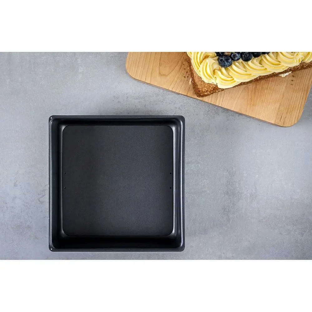 MasterCraft 25cm Heavy Loose Base Non-Stick Square Deep Cake Pan Baking Black