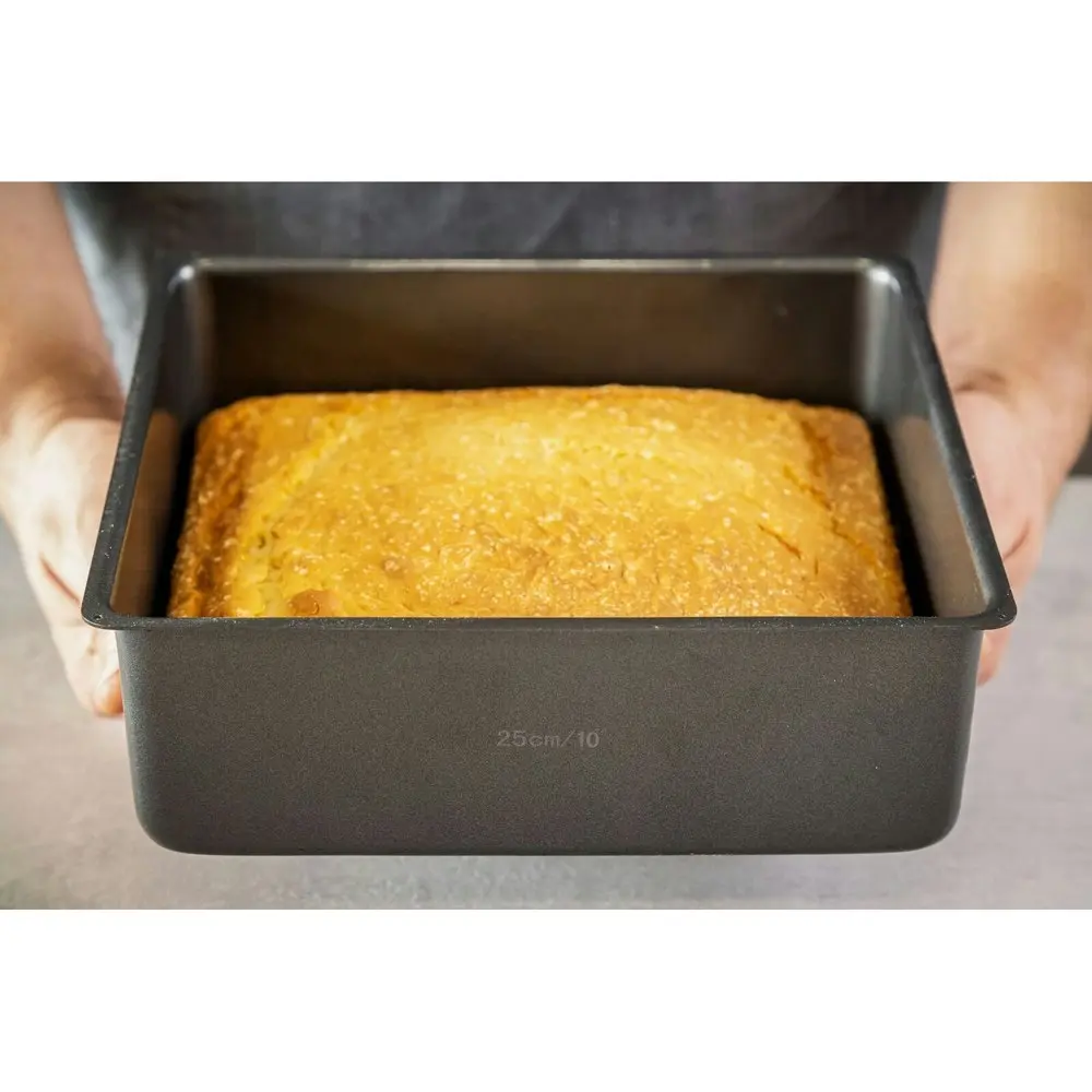 MasterCraft 25cm Heavy Loose Base Non-Stick Square Deep Cake Pan Baking Black